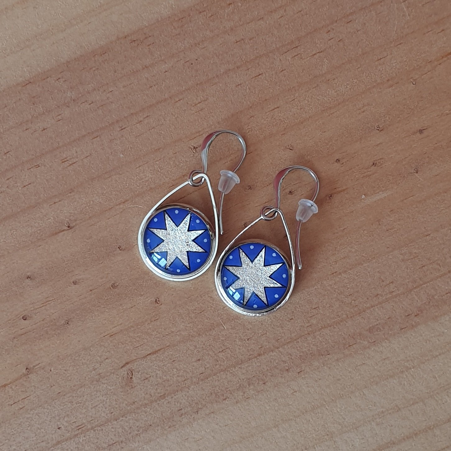 Boucles d'oreille enluminure &eacute;toile d'argent