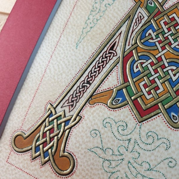 Letra A iluminada em estilo franco-sax&atilde;o