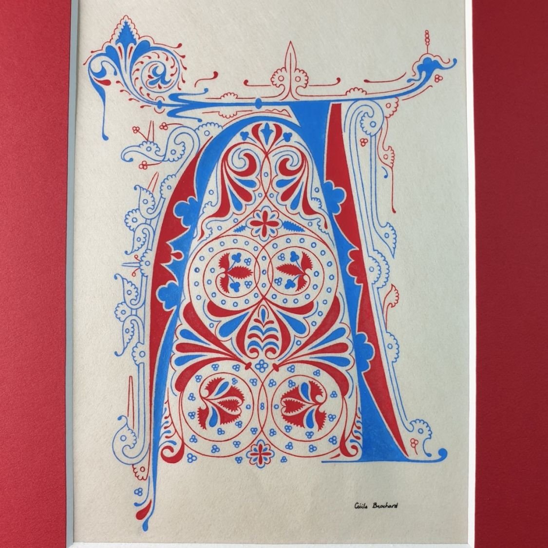 Letra A iluminada em estilo gótico