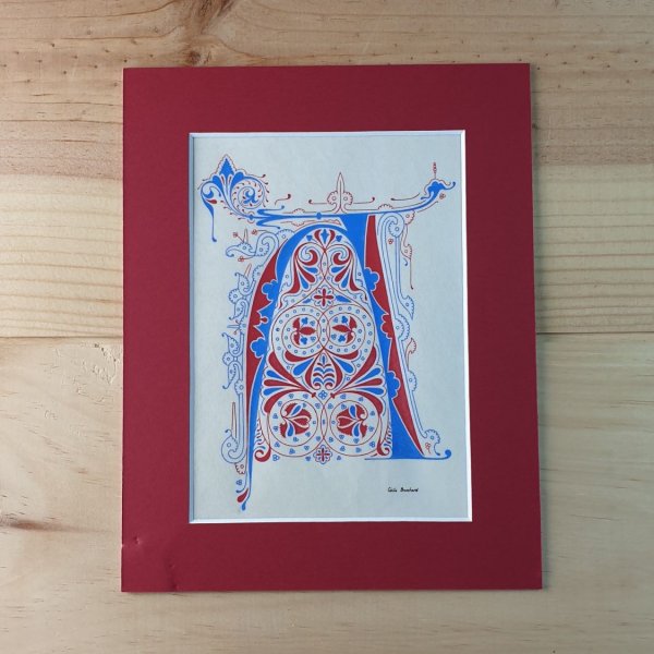 Letra A iluminada em estilo g&oacute;tico