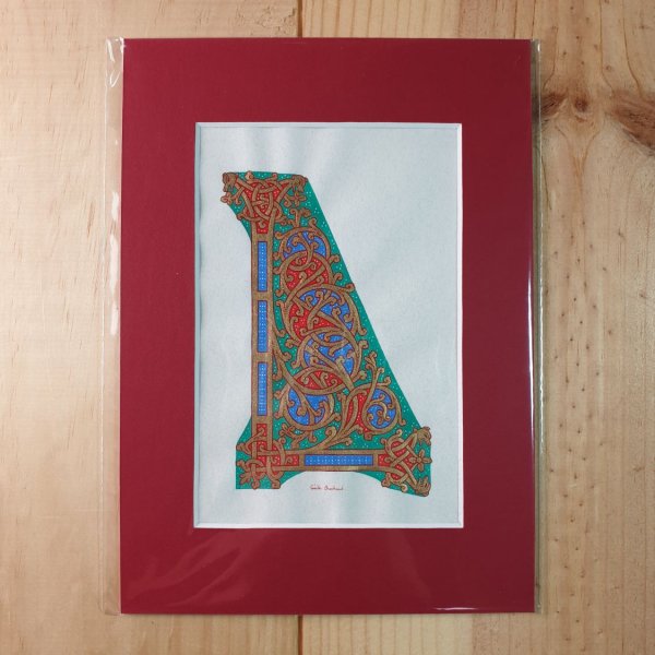 Letra L iluminada em estilo ottoniano