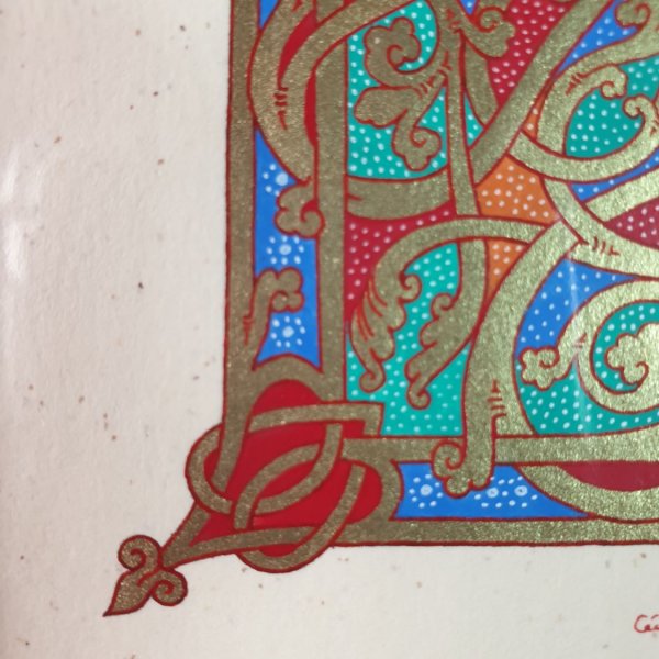 Letra L iluminada em estilo ottoniano