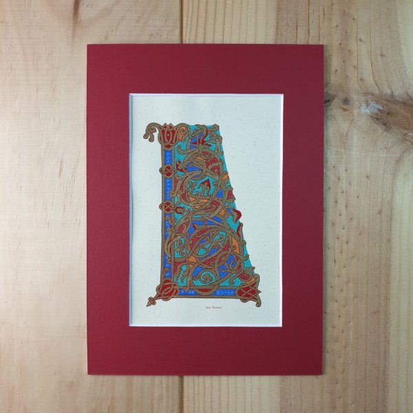 Letra L iluminada em estilo ottoniano