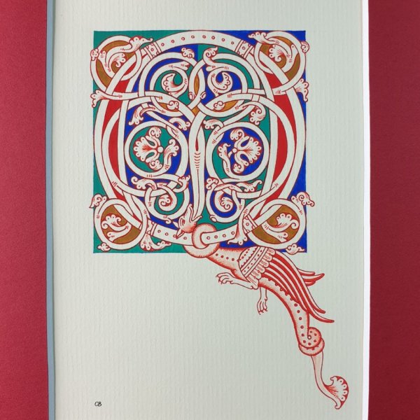 Letra Q iluminada em estilo rom&acirc;nico