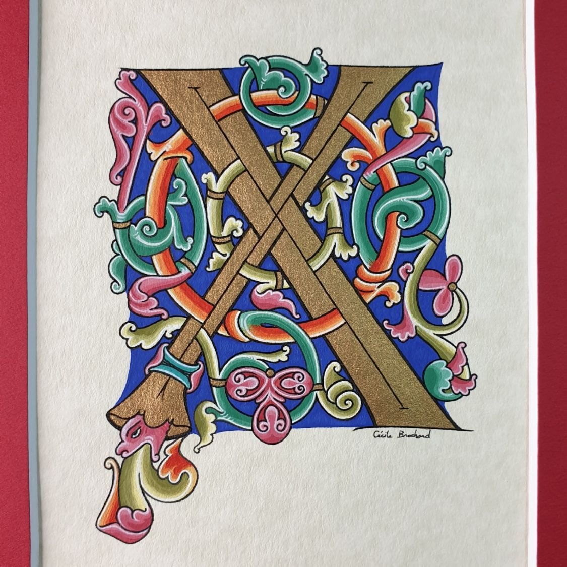 Letra românica iluminada X