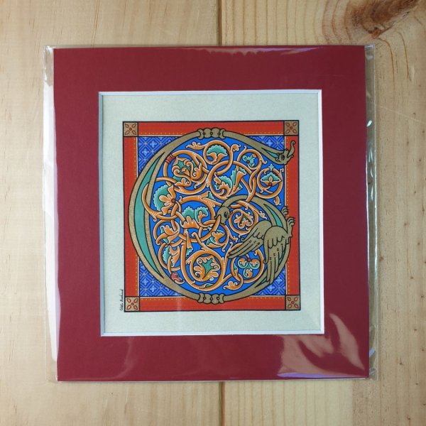 Letra G iluminada em estilo rom&acirc;nico