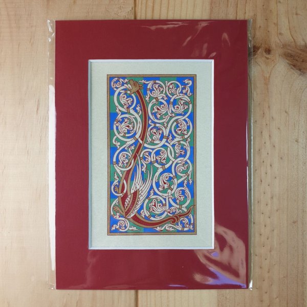 Letra L iluminada em estilo rom&acirc;nico