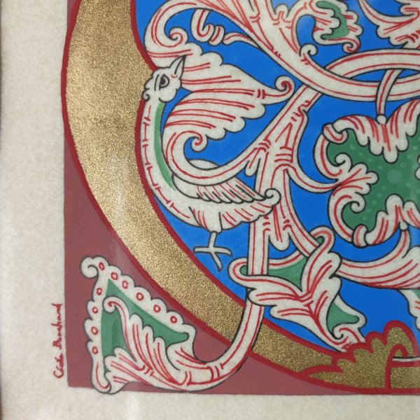 Letra C iluminada em estilo rom&acirc;nico