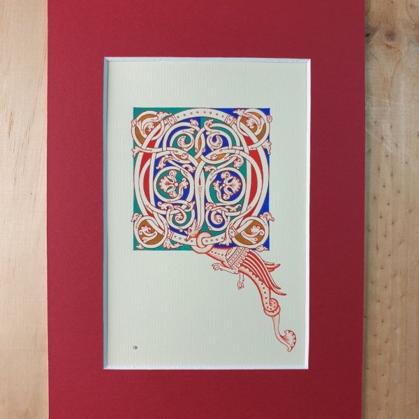 Letra Q iluminada em estilo rom&acirc;nico