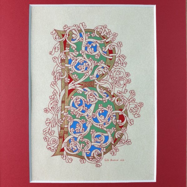 Letra B iluminada em estilo rom&acirc;nico