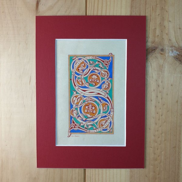 Letra S iluminada em estilo rom&acirc;nico