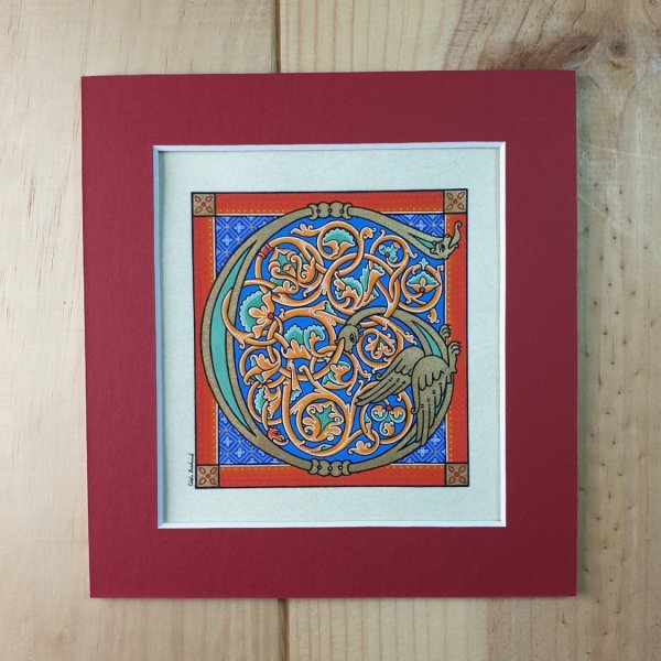 Letra G iluminada em estilo rom&acirc;nico