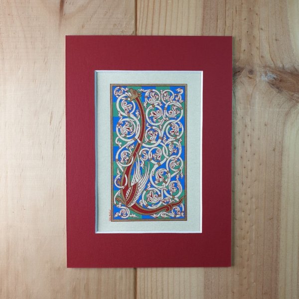 Letra L iluminada em estilo rom&acirc;nico