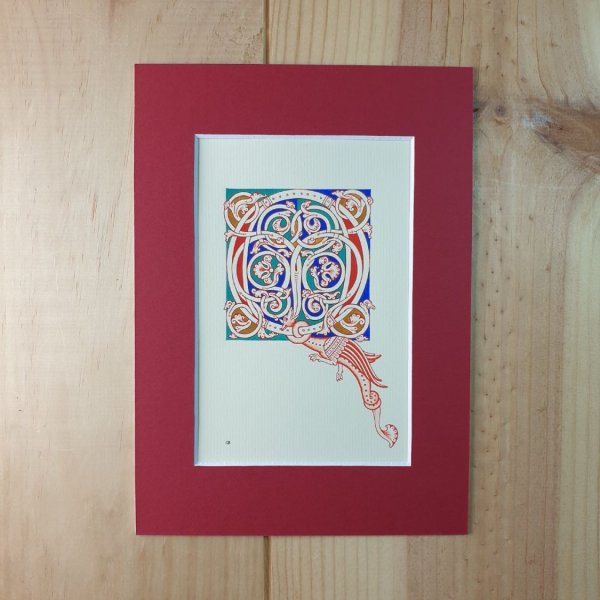 Letra Q iluminada em estilo rom&acirc;nico