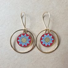 Brincos de roseta ouro/vermelho/azul/verde