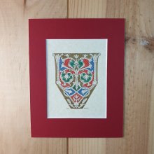 Letra V iluminada em estilo românico